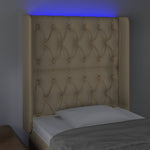 Krémszínű szövet LED-es fejtámla 83x16x118/128 cm 4