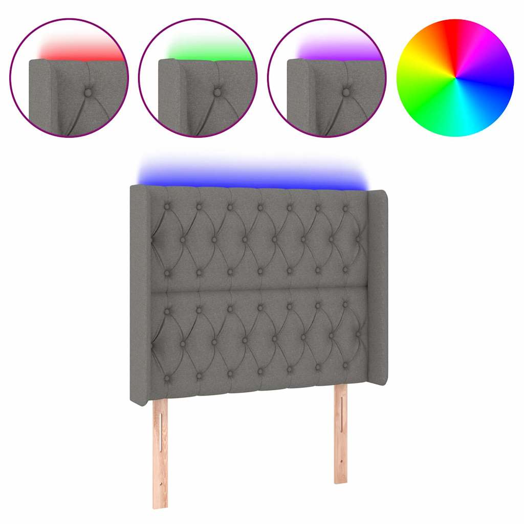 Sötétszürke szövet LED-es fejtámla 93x16x118/128 cm 2