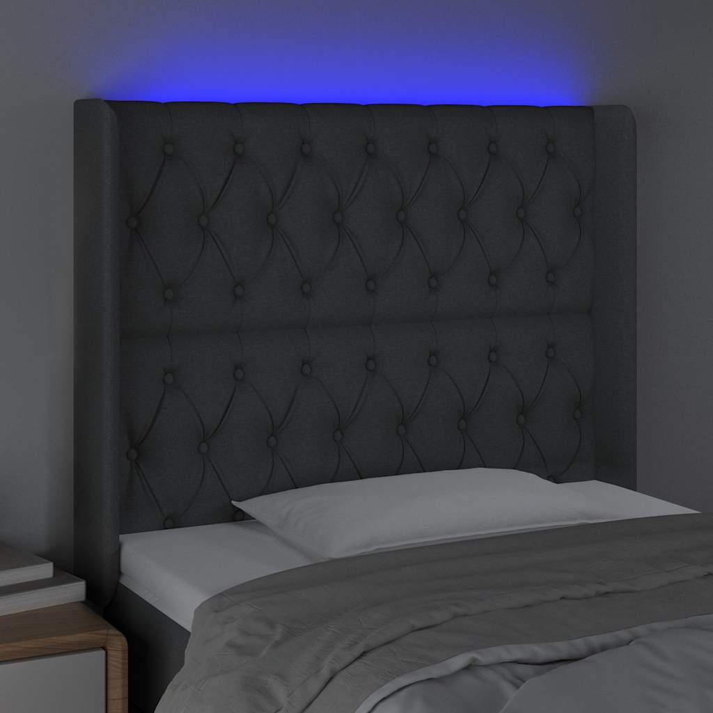 Sötétszürke szövet LED-es fejtámla 93x16x118/128 cm 4