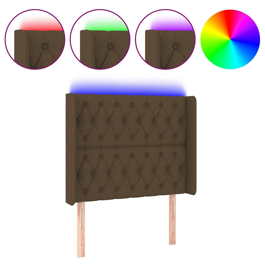 Sötétbarna szövet LED-es fejtámla 103x16x118/128 cm 2