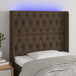 Sötétbarna szövet LED-es fejtámla 103x16x118/128 cm