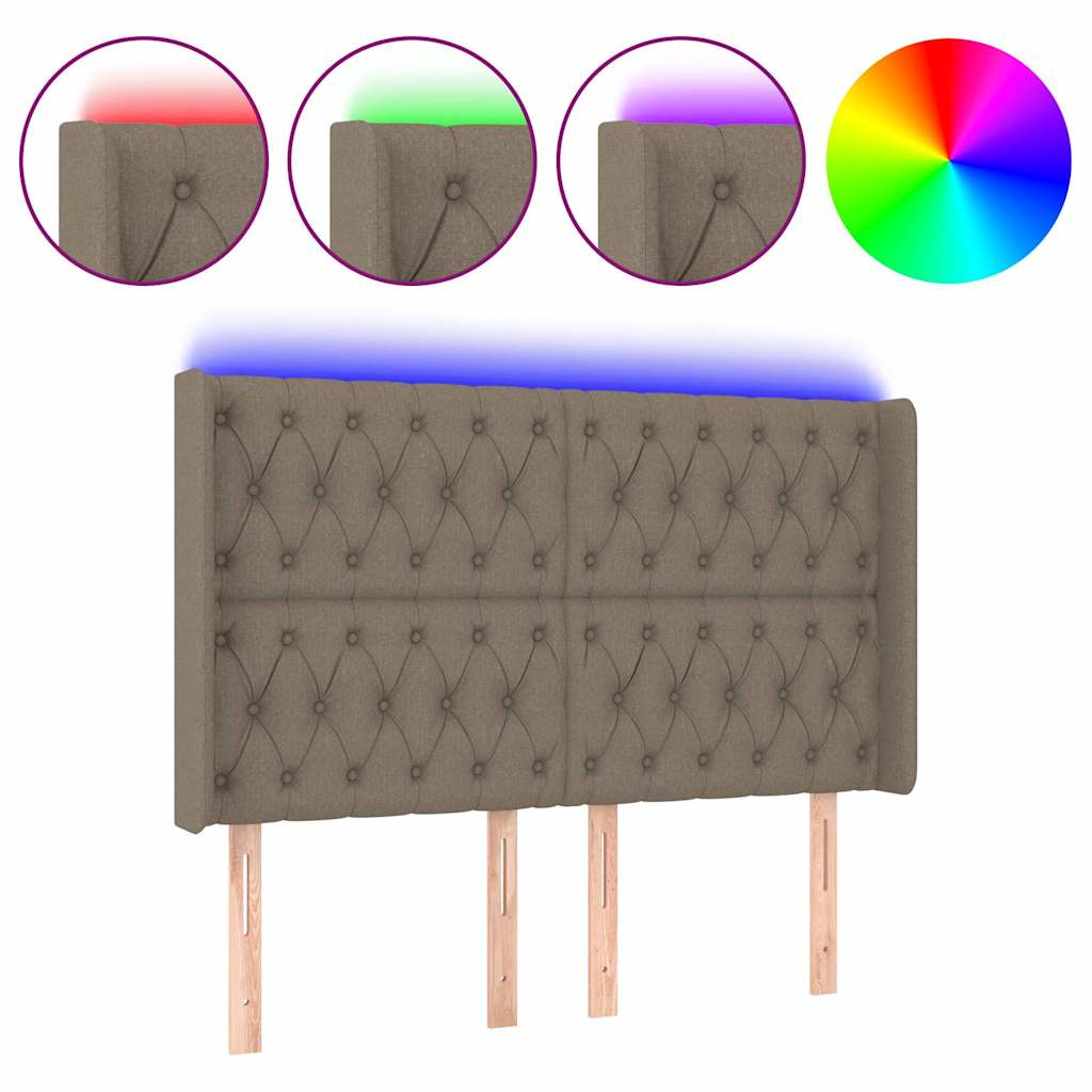 Tópszínű szövet LED-es fejtámla 147x16x118/128 cm 2