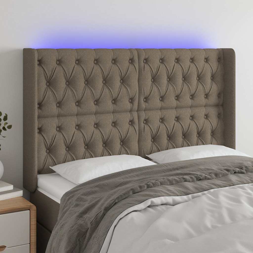 Tópszínű szövet LED-es fejtámla 147x16x118/128 cm