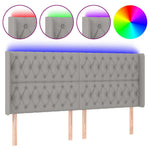 Világosszürke szövet LED-es fejtámla 203x16x118/128 cm 2