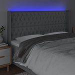 Világosszürke szövet LED-es fejtámla 203x16x118/128 cm 4