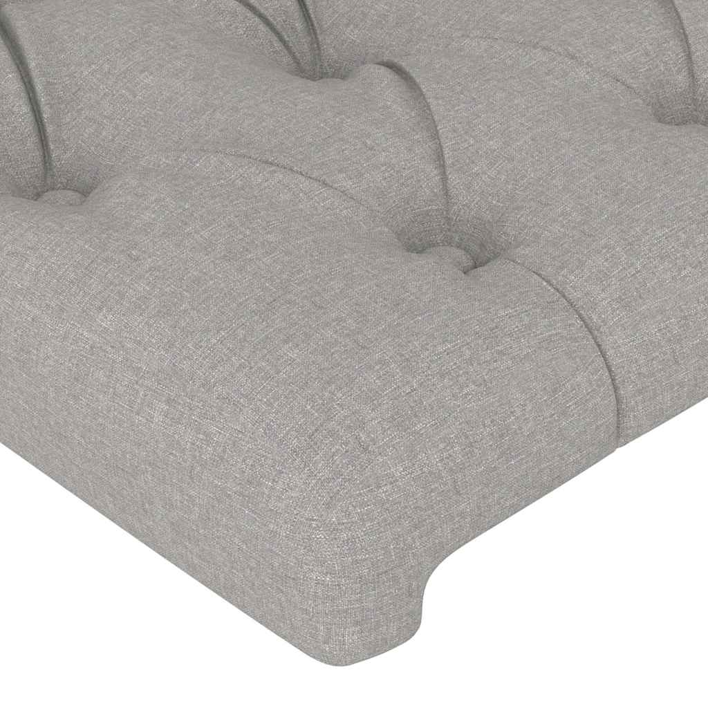 Világosszürke szövet LED-es fejtámla 203x16x118/128 cm 5