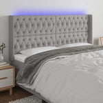 Világosszürke szövet LED-es fejtámla 203x16x118/128 cm