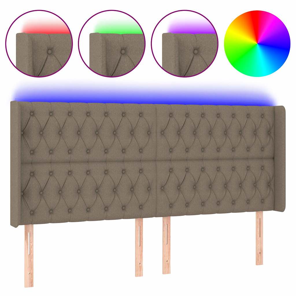 Tópszínű szövet LED-es fejtámla 203x16x118/128 cm 2