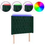 Sötétzöld bársony LED-es fejtámla 93x16x118/128 cm 2