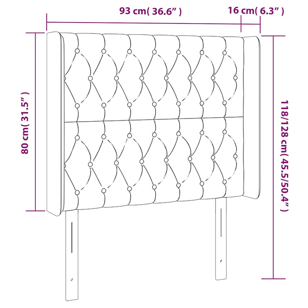 Sötétzöld bársony LED-es fejtámla 93x16x118/128 cm 7