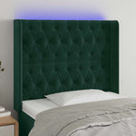 Sötétzöld bársony LED-es fejtámla 93x16x118/128 cm