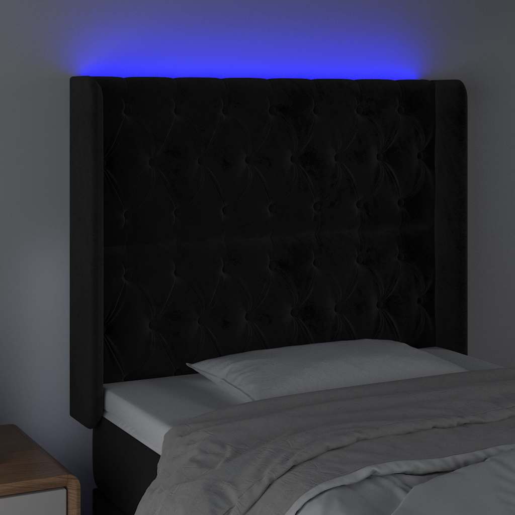 Fekete bársony LED-es fejtámla 103x16x118/128 cm 4