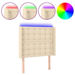 Krémszínű szövet LED-es fejtámla 83x16x118/128 cm 2