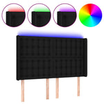 Fekete szövet LED-es fejtámla 147x16x118/128 cm 2