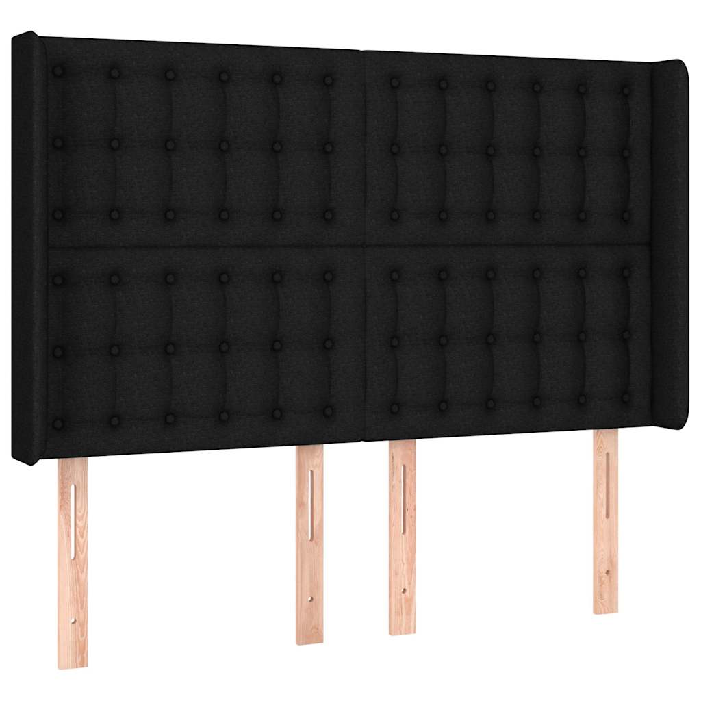 Fekete szövet LED-es fejtámla 147x16x118/128 cm 3