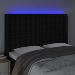 Fekete szövet LED-es fejtámla 147x16x118/128 cm 4