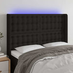 Fekete szövet LED-es fejtámla 147x16x118/128 cm