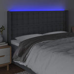 Sötétszürke szövet LED-es fejtámla 163x16x118/128 cm 4