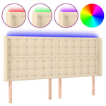 Krémszínű szövet LED-es fejtámla 183x16x118/128 cm 2