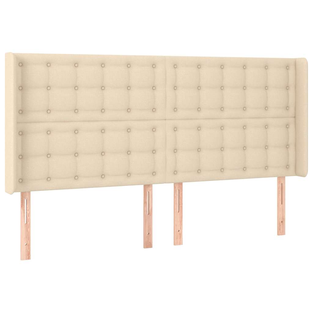 Krémszínű szövet LED-es fejtámla 183x16x118/128 cm 3