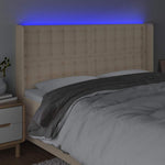 Krémszínű szövet LED-es fejtámla 183x16x118/128 cm 4