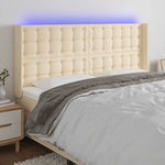 Krémszínű szövet LED-es fejtámla 183x16x118/128 cm