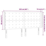 Sötétszürke szövet LED-es fejtámla 203x16x118/128 cm 6