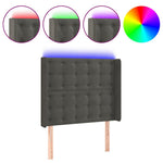 Sötétszürke bársony LED-es fejtámla 83x16x118/128 cm 2