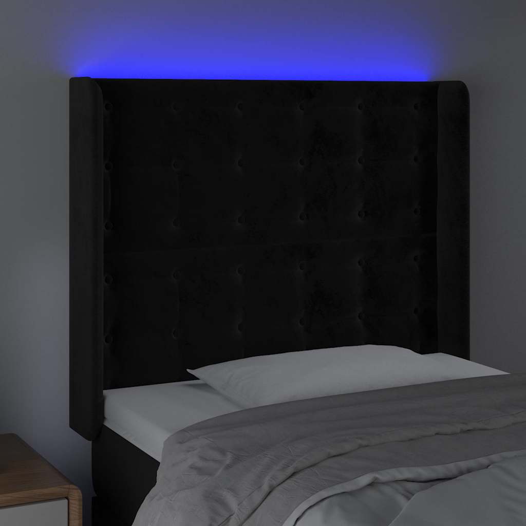 Fekete bársony LED-es fejtámla 93x16x118/128 cm 4