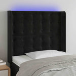 Fekete bársony LED-es fejtámla 93x16x118/128 cm