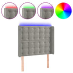 Világosszürke bársony LED-es fejtámla 103x16x118/128 cm 2