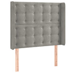 Világosszürke bársony LED-es fejtámla 103x16x118/128 cm 3