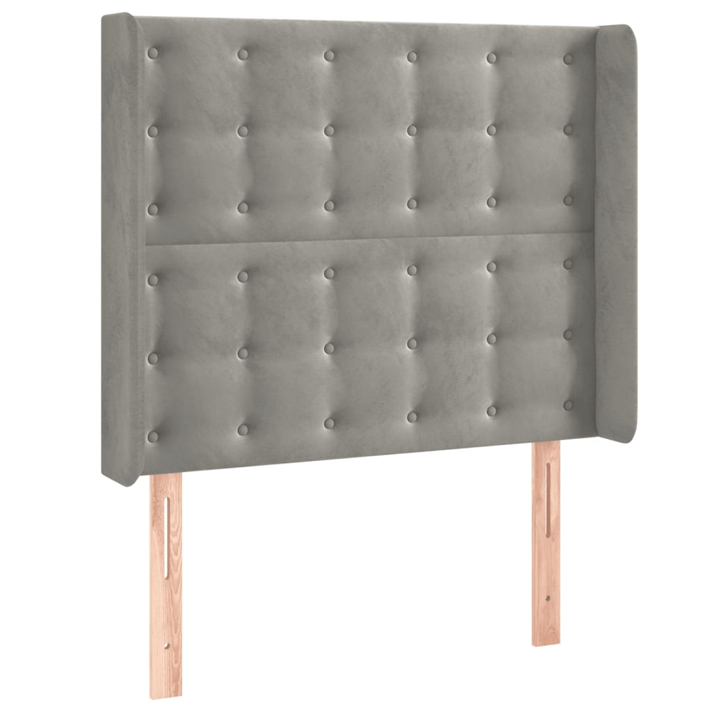 Világosszürke bársony LED-es fejtámla 103x16x118/128 cm 3