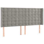 Világosszürke bársony LED-es fejtámla 163x16x118/128 cm 3