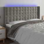 Világosszürke bársony LED-es fejtámla 163x16x118/128 cm
