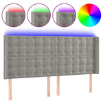 Világosszürke bársony LED-es fejtámla 203x16x118/128 cm 2
