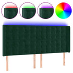 Sötétzöld bársony LED-es fejtámla 203x16x118/128 cm 2