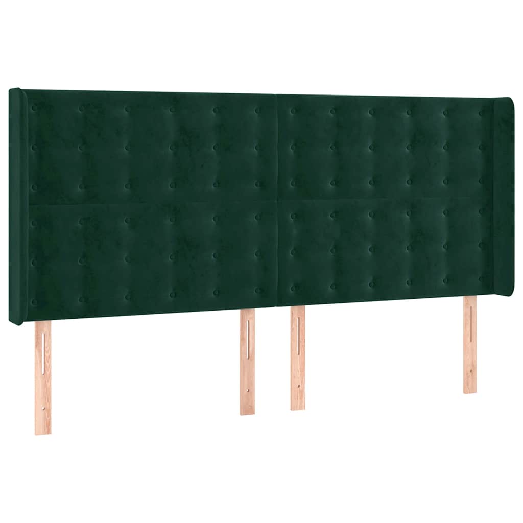 Sötétzöld bársony LED-es fejtámla 203x16x118/128 cm 3