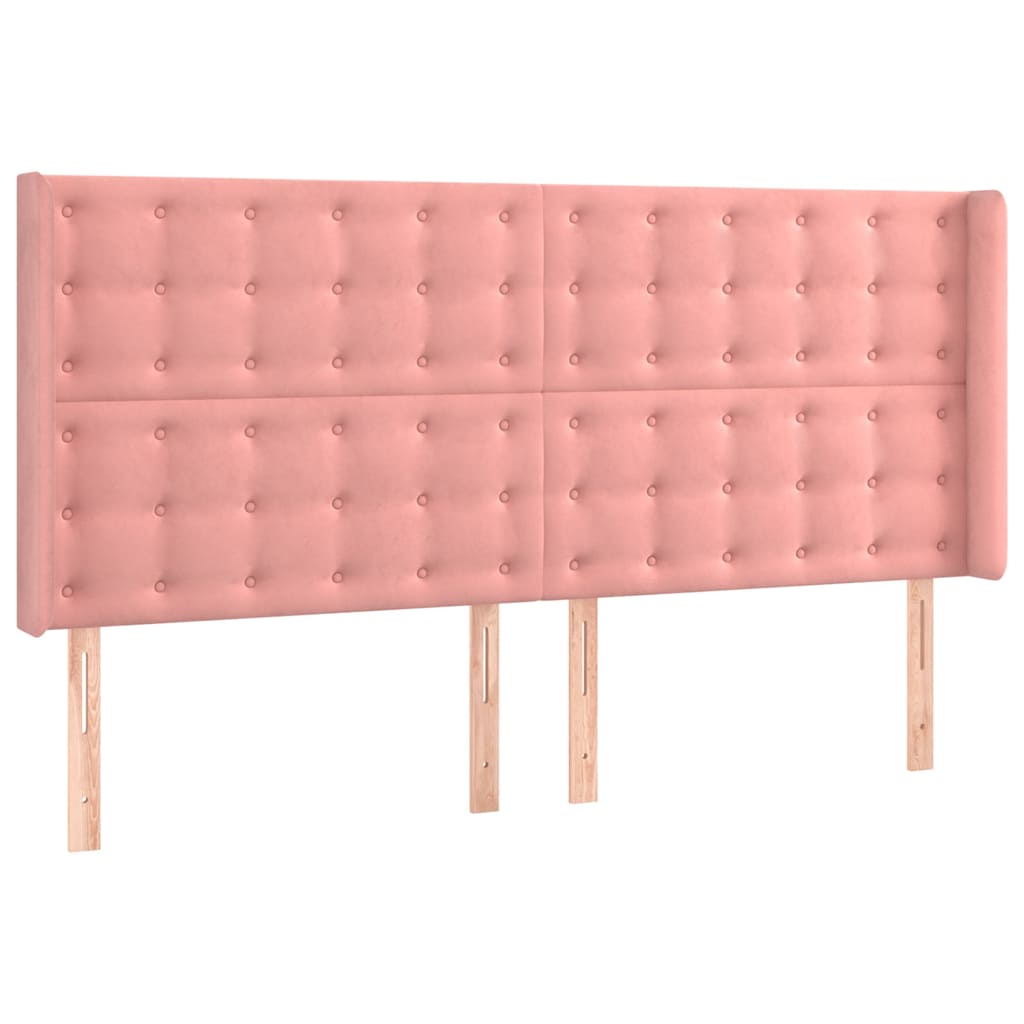Rózsaszín bársony LED-es fejtámla 203x16x118/128 cm 3