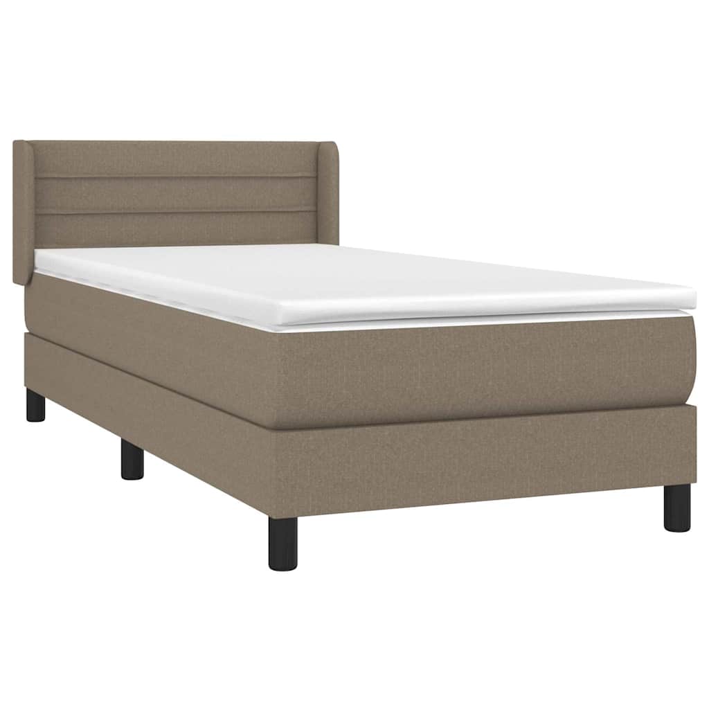 Tópszínű szövet rugós ágy matraccal 100 x 200 cm 3