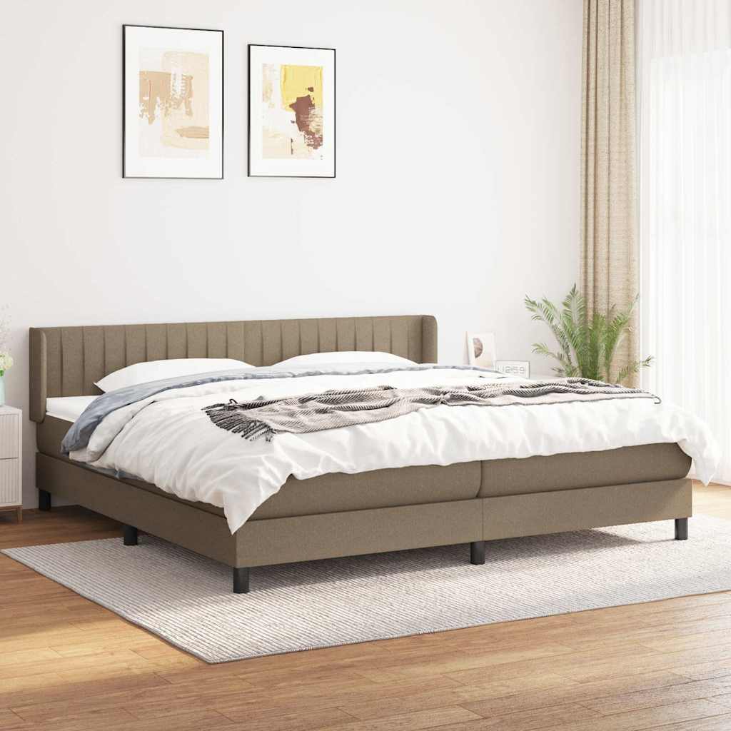 Tópszínű szövet rugós ágy matraccal 200 x 200 cm