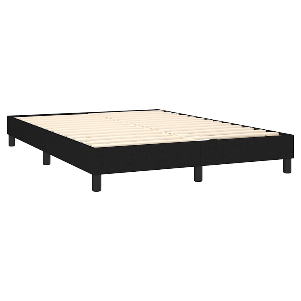 Fekete szövet rugós ágy matraccal 140 x 190 cm 4