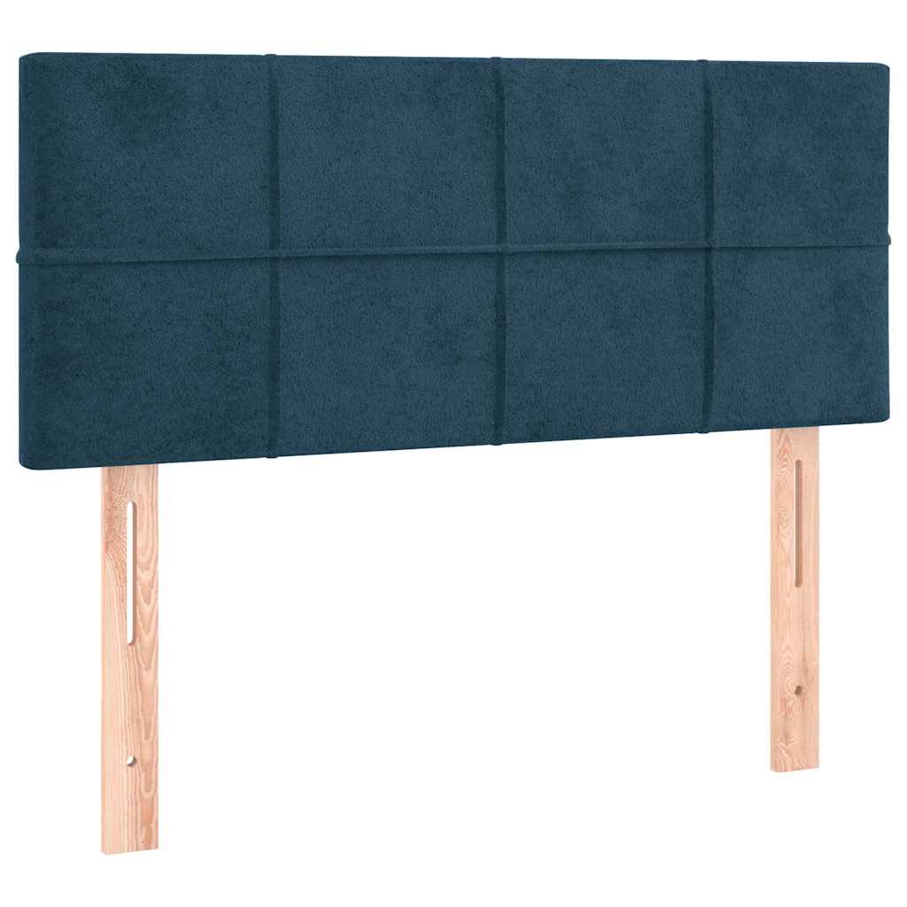 Sötétkék bársony rugós ágy matraccal 90x190 cm 6