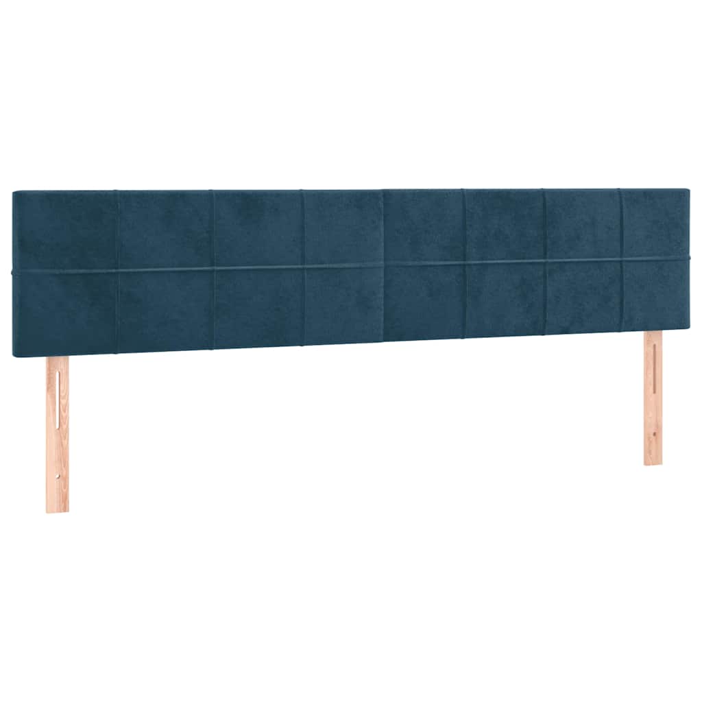 Sötétkék bársony rugós ágy matraccal 160x200 cm 6