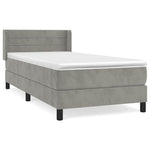 Világosszürke bársony rugós ágy matraccal 100 x 200 cm 2