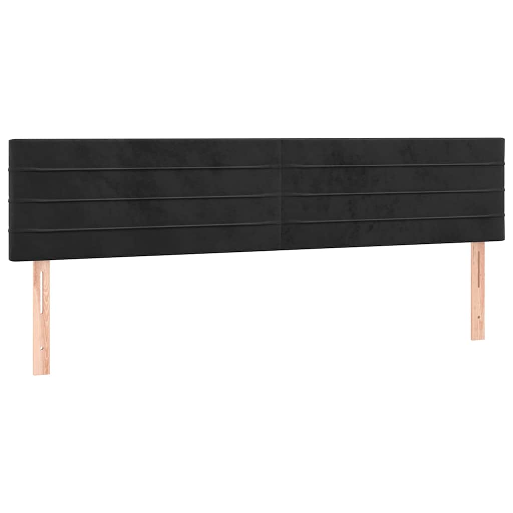 Fekete bársony rugós ágy matraccal 200x200 cm 6