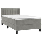 Világosszürke bársony rugós ágy matraccal 90x190 cm 3