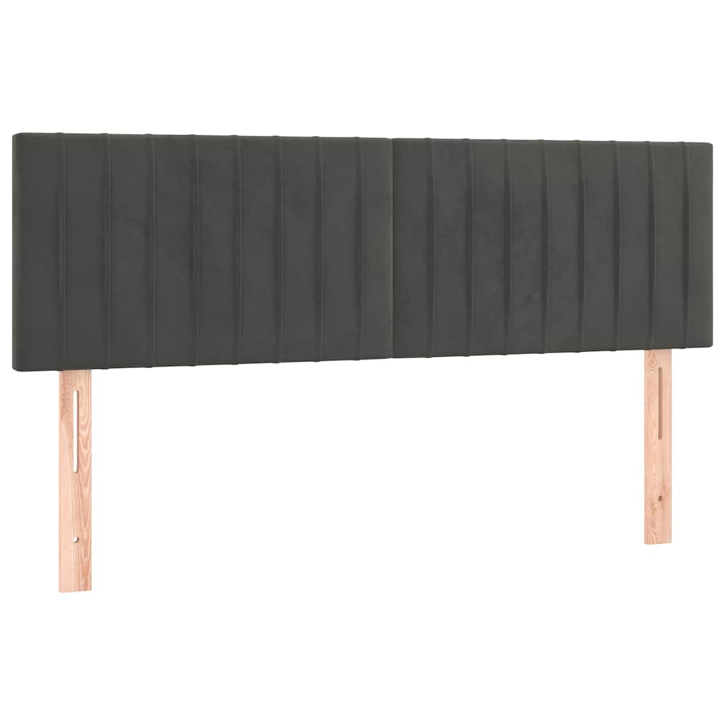 Sötétszürke bársony rugós ágy matraccal 140x190 cm 6