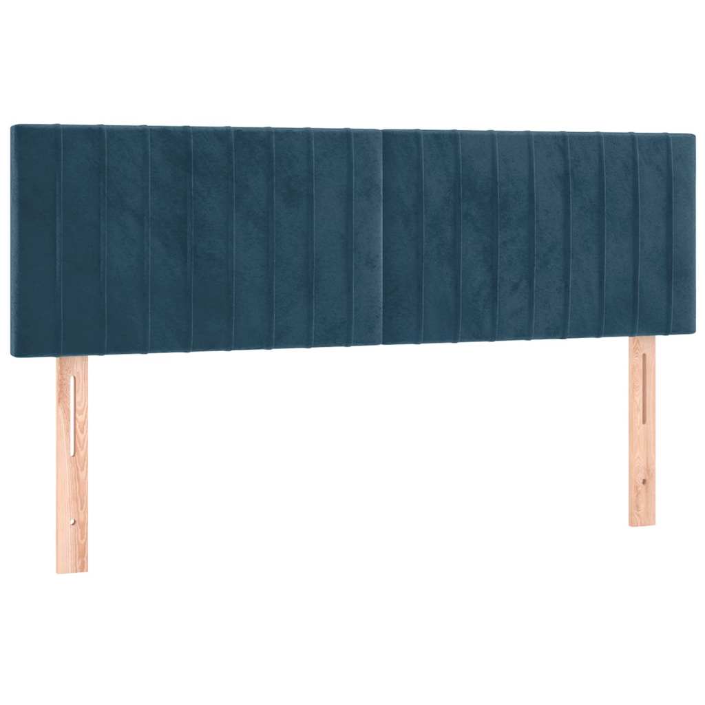 Sötétkék bársony rugós ágy matraccal 140x190 cm 6