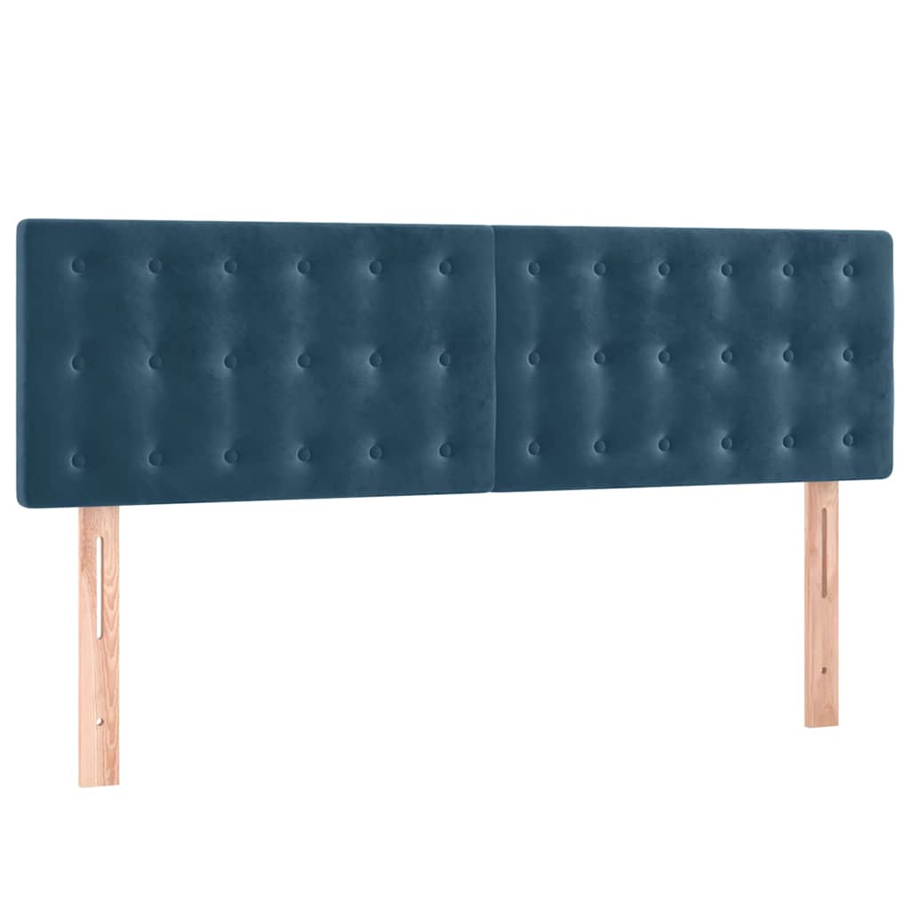 Sötétkék bársony rugós ágy matraccal 140x190 cm 6